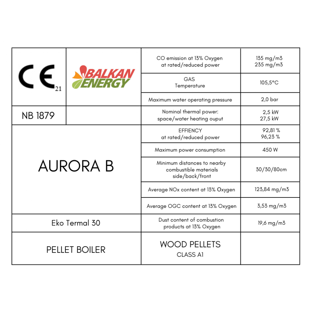 Λέβητας Balkan Energy Aurora B, 30kW | Λέβητες Pellet | Pellet |